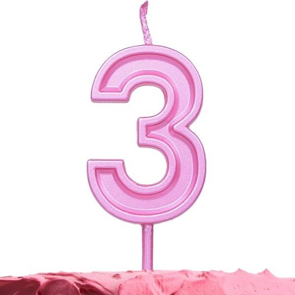 VELA NUMERO 3 PARTY ROSA E12